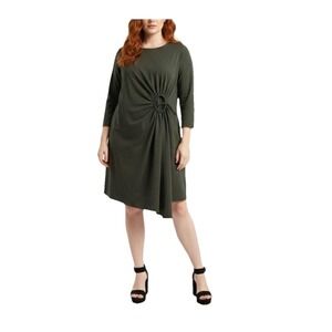 COS Womens Large Dress‎ Gathered Green Lagenlook Minimalist Scandi Preppy NWT